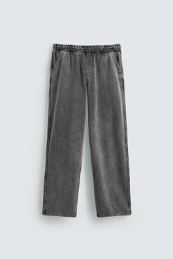 ZARA ДЖОГГЕРЫ WIDE-LEG С ЭФФЕКТОМ ПОТЕРТОСТИ, СЕРЫЙ