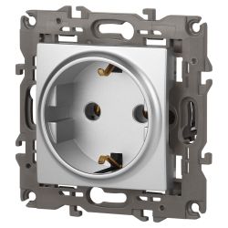 14-2101-03 ЭРА Розетка 2P+E Schuko, 16A-250В, IP20, Эра Elegance, алюминий | Elegance Алюминий