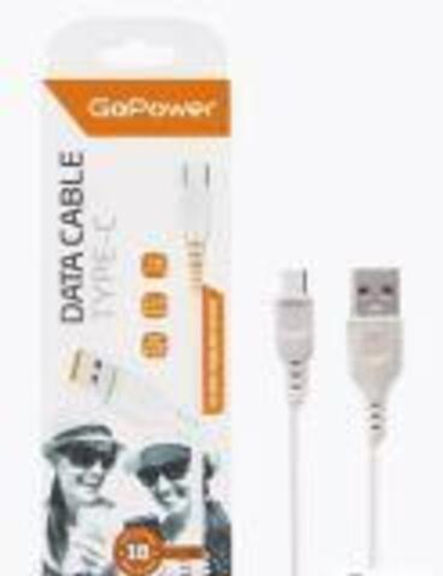 Кабель GoPower GP01T USB (m)-Type-C (m) 1.0м 2.4A ПВХ белый