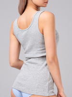 Женская классическая майка в мелкий рубчик (Размер: XL) (Цвет: белый)