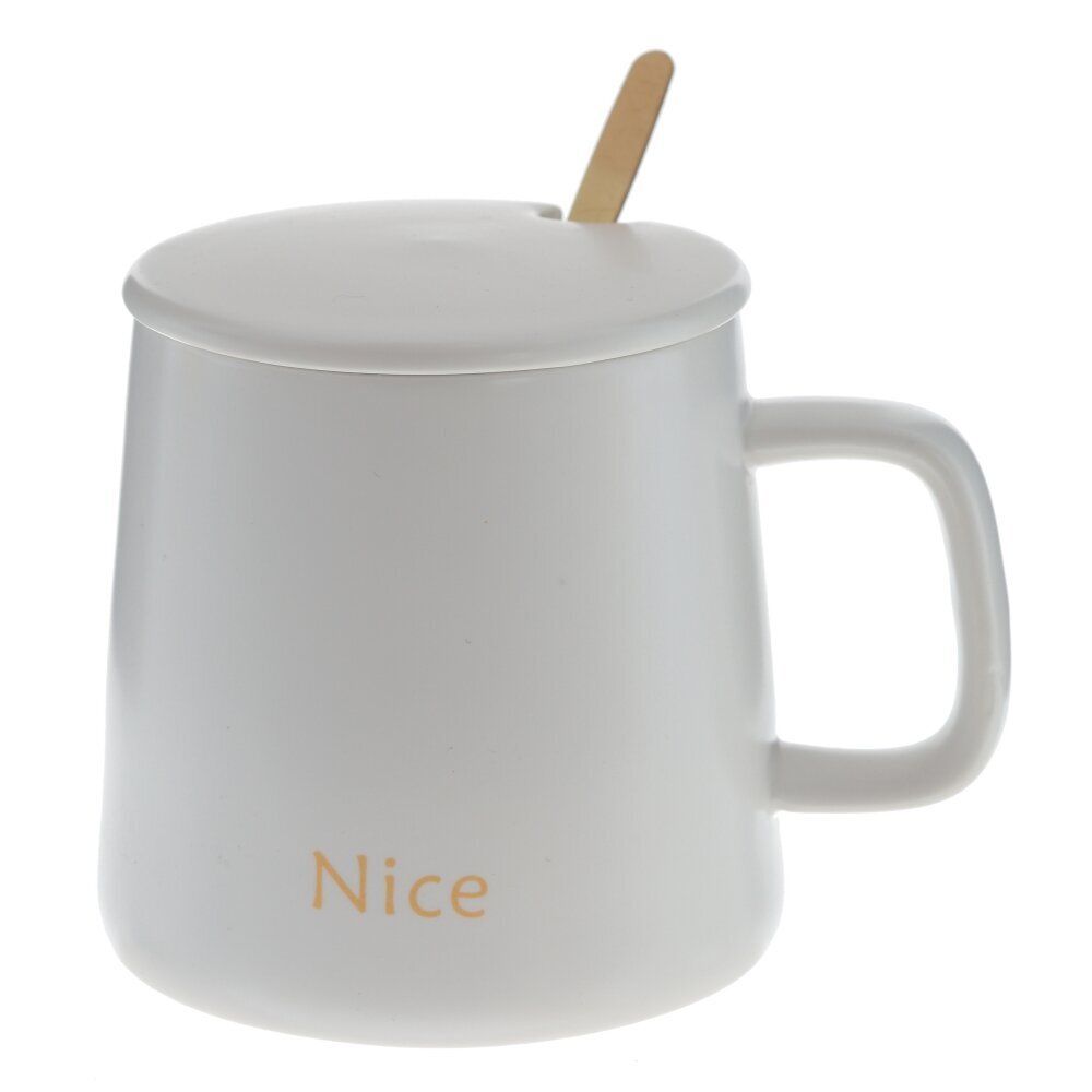 GAEM Кружка с крышкой и ложкой, 400 мл, L12 W9 H9 см, 4в.