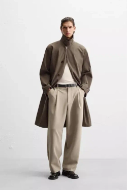 ZARA БРЮКИ СВОБОДНОГО КРОЯ СО СКЛАДКАМИ, СВЕТЛЫЙ РЫЖЕВАТО-КОРИЧНЕВЫЙ