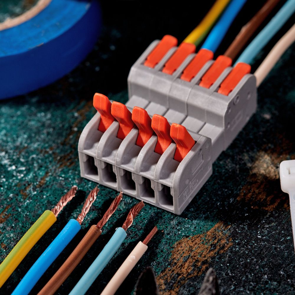 Клемма СМК 222-425R проходная разъемная 5 полюсов серая 0,2-2,5/4мм² (20 шт/уп) REXANT