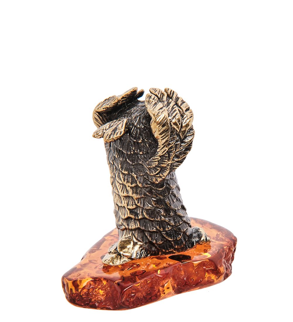 Народные промыслы AM-3252 Фигурка «Сова не слышу» (латунь, янтарь)