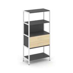 Shelf System Односекционный стеллаж четырехярусный с ящиками SN.STM-412 Антрацит/Акация Лорка/Металл