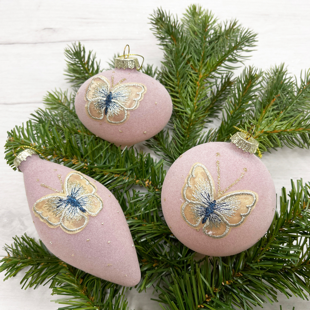 Набор елочных игрушек 8см 12шт ChristmasDeLuxe розовый