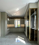 Элегантная кухня с интегрированной мойкой в акриловую столешницу