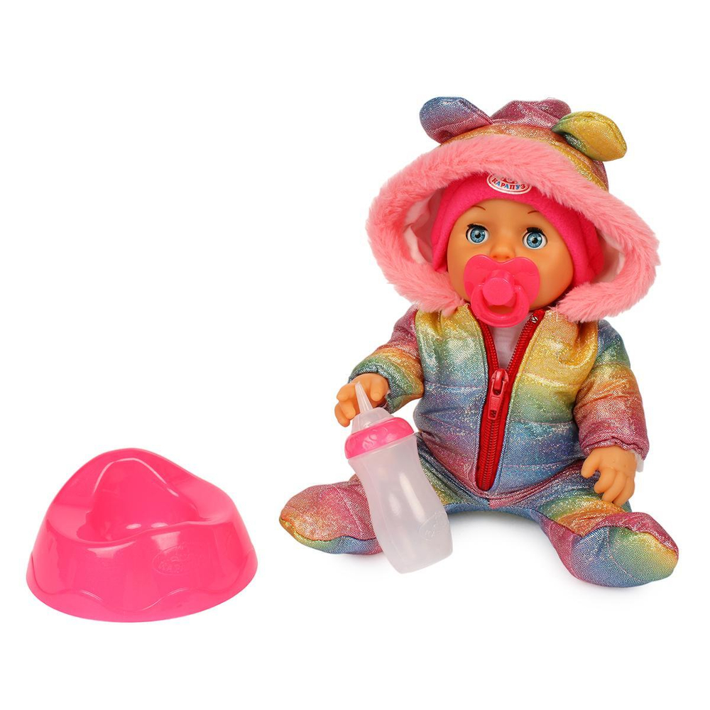 Пупс озвуч. 30см, пьет, писает, закр. глазки, 4 акс, 50 звуков (Карапуз)