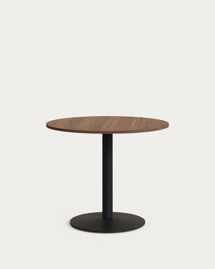 Esilda Круглый стол с меламиновой отделкой под орех и черной металлической  ножкой