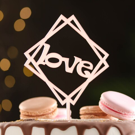 Топпер для торта"Love" розовый