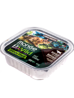 Monge Cat BWild GRAIN FREE беззерновые консервы из буйвола с овощами для кошек крупных пород 100г