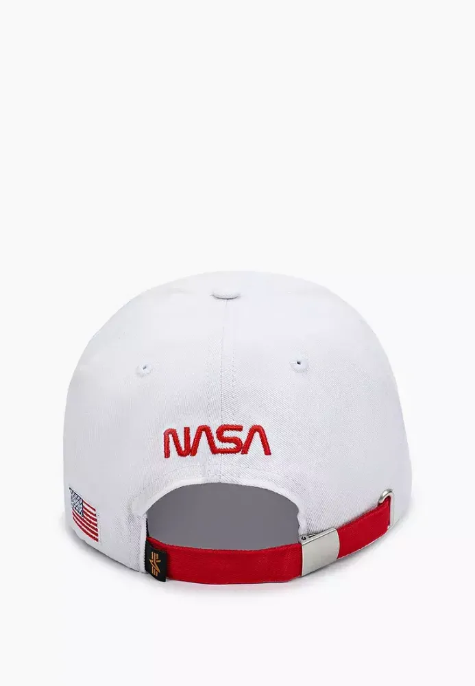 Бейсболка Alpha Industries Nasa Worm Logo Cap White