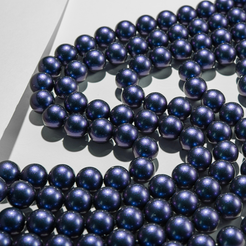 Хрустальный жемчуг, оттенок "Sapphire", шар 8мм, перламутрово-сатиновое улучшенное покрытие