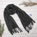 Палантин - шарф «ZIMA», однотонный, цвет черный, 180*70см (200гр)