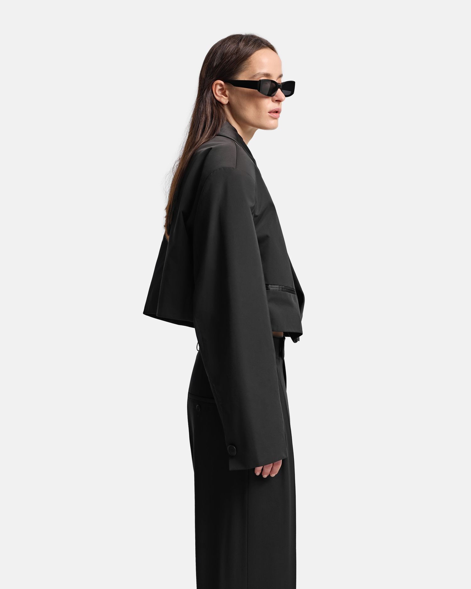 Укороченный пиджак из плащевой ткани