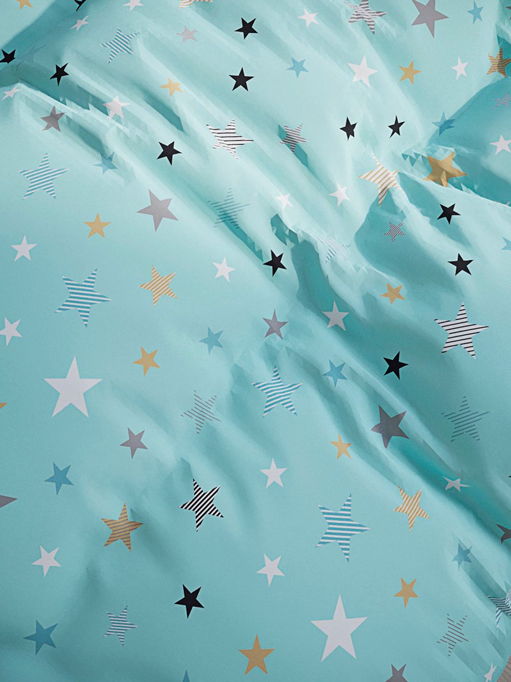 Постельное белье бязь Сказка "Звезды (мята)" Наволочка 50х70 см 1 шт Простынь 150x215 см  Пододеяльник 145х205см