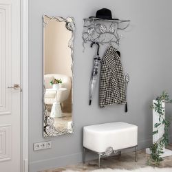 Зеркало настенное Monstera Deliciosa (Монстера) 140 Айс Античное серебро