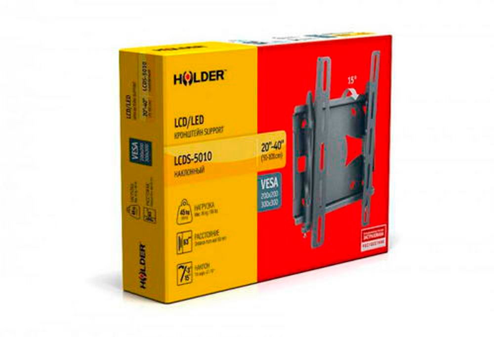 Кронштейн ЖК HOLDER LCDS - 5010, 20-40&quot; 45 кг. накл. 5° металлик