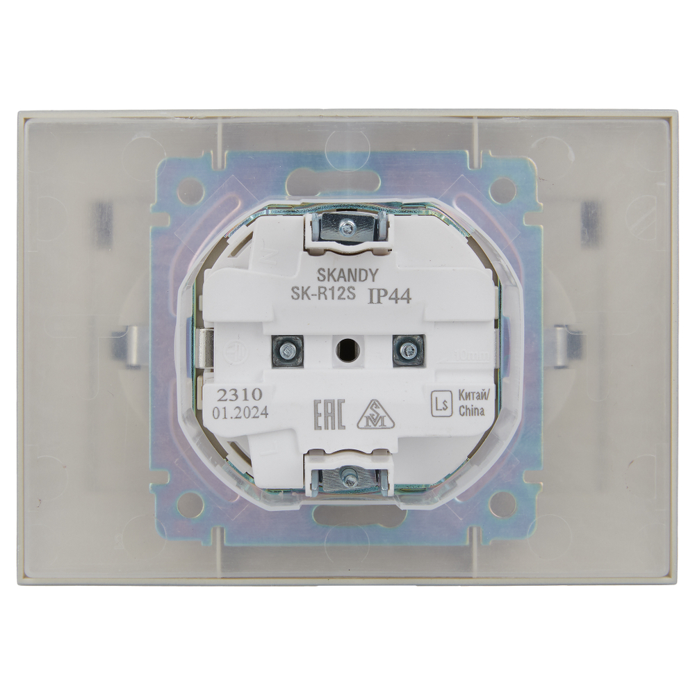 SKANDY Розетка 2-местная и крышкой 16А в сборе IP44 SK-R12S серебряный IEK