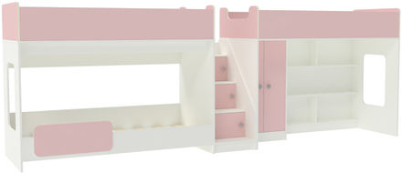 Трехъярусная кровать КарИВи Л-43.1.5 Белый  Розовый