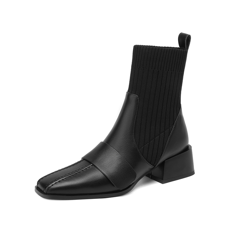 MINGRENYANSE Cow Leather Ankle Boots 4.5cm Women"s