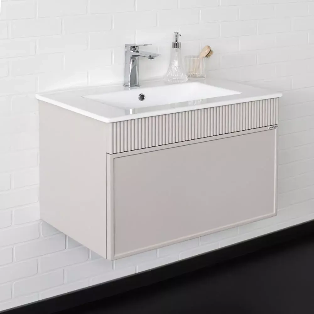 Тумба-умывальник для ванной Comforty Мадрид-70 серый шёлк с раковиной Comforty 70E