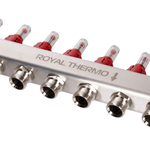 Коллектор Royal Thermo нерж. в сборе с расходомерами 1quot; ВР-3/4quot; НР с автомат.воздухоотвод-ми 11 вых.