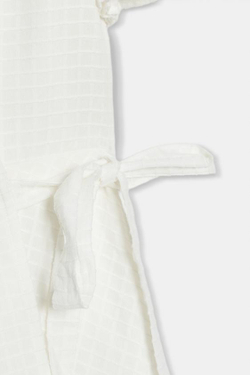ZARA КОРОТКОЕ ПЛАТЬЕ С ЗАПАХОМ ИЗ РЕЛЬЕФНОЙ ТКАНИ, ЖЕЛТОВАТО-БЕЛЫЙ