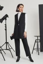 3781 Брюки женские (черный полоска)