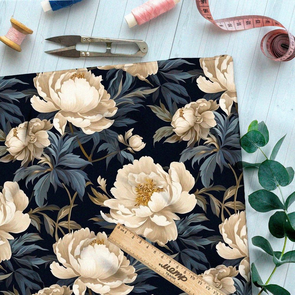 Ткань премиум габардин волшебные розы