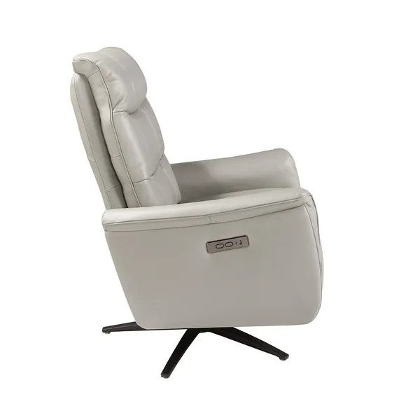 Поворотное кресло-реклайнер 5114/KM-A6010-M565 серое кожаное