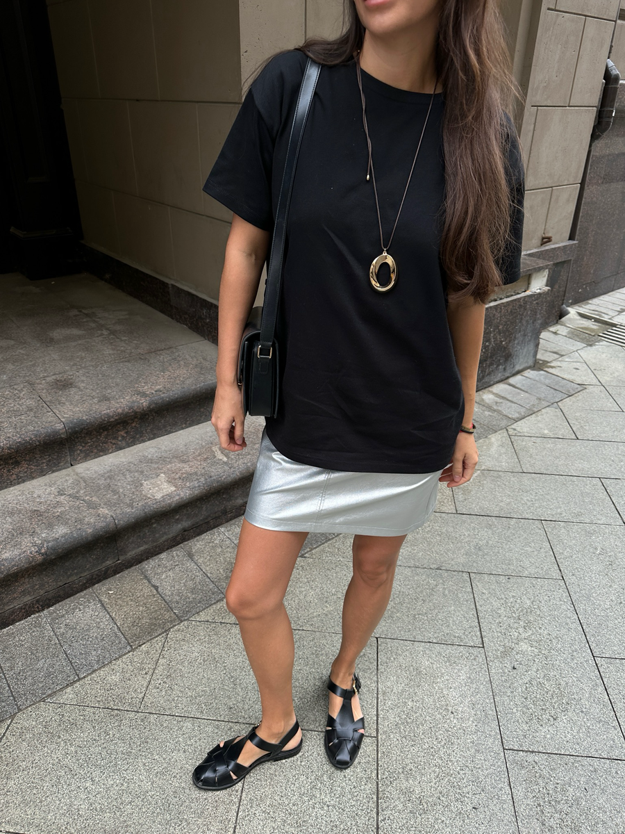 Футболка из итальянского трикотажа оверсайз черная