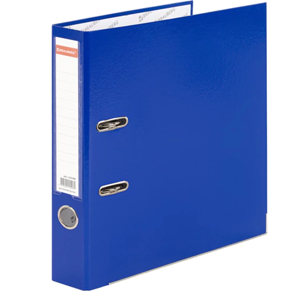 Папка-регистратор, покрытие пластик, 50 мм, ПРОЧНАЯ, с уголком, BRAUBERG, синяя