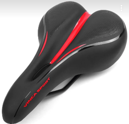 Седло комфортное, гель,  275*160мм, черное с красным, Vinca Sport VS 131 gel black/red