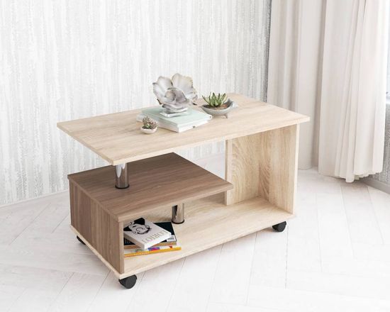 Стол журнальный КОНСУЛ-5 ясень шимо / дуб сонома