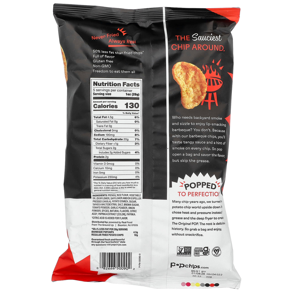 Popchips, снек с воздушным картофелем, барбекю, 142 г (5 унций)