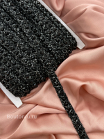 Тесьма черная с серебристой нитью люрекс и черным бисером