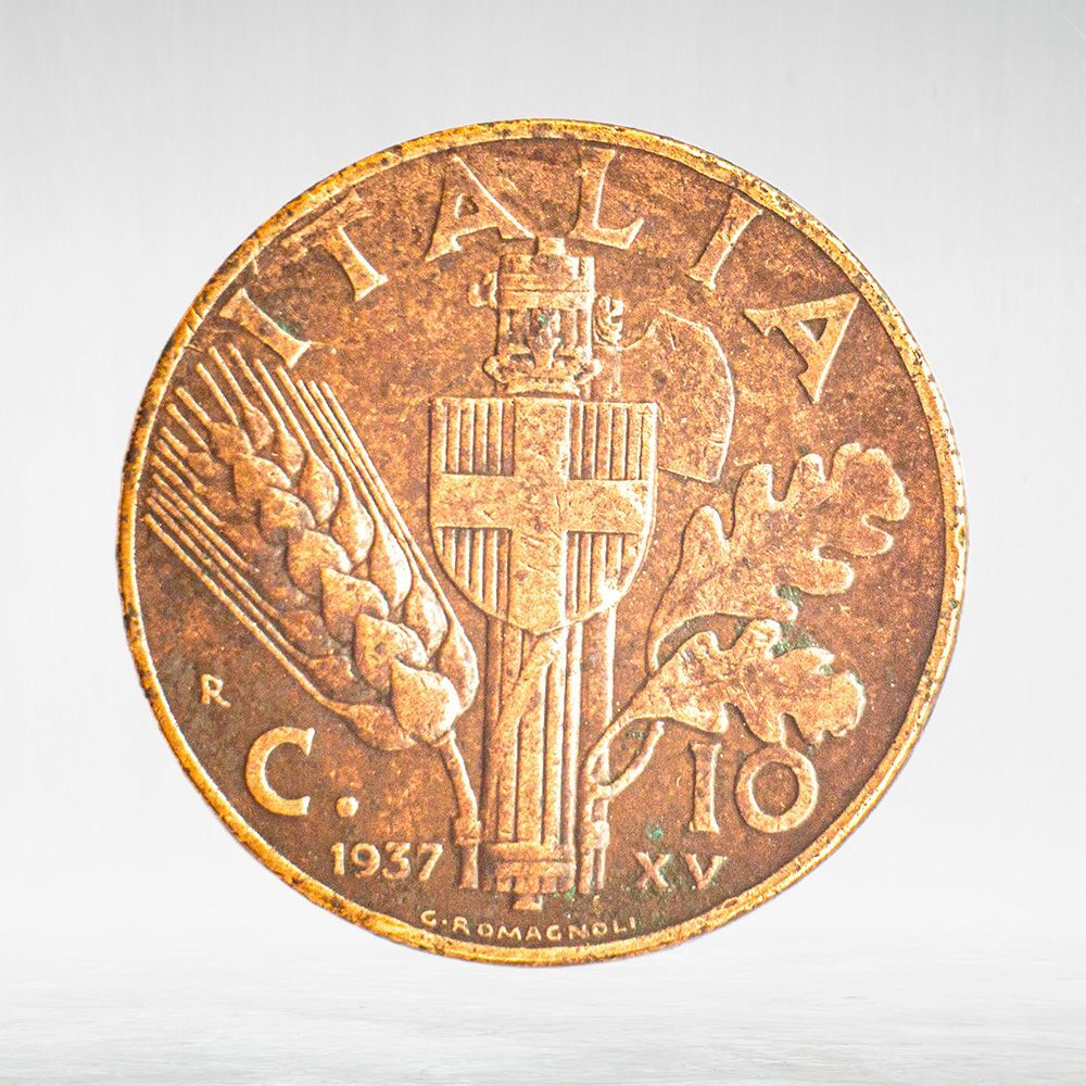 Italy 10 Centesimi 1937 R "Victor Emmanuel III", F