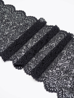Эластичное кружево черное ширина 24 см ОТРЕЗЫ