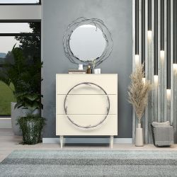 Комод Арт Колор matte Классик Сильвер с 3 ящиками Кремовый белый матовый