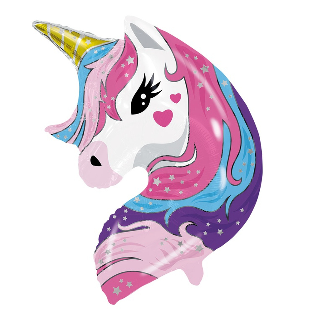 Шар Фольгированный Единорог голова (Розовый)