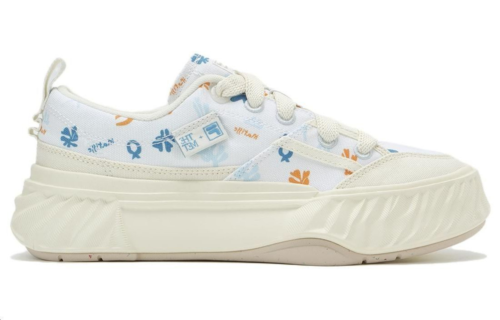 FILA Fosso MATISSE comfortable and versatile non-slip wear-resistant low-top canvas shoes women's white and blue