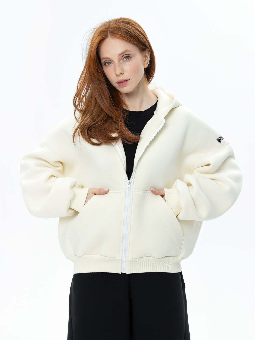 Толстовка oversize на молнии из футера