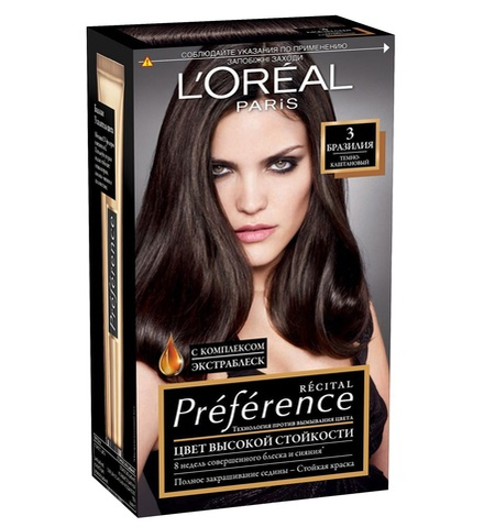 L'Oreal Paris Краска для волос Preference Recital, тон №3, Темно-каштановый, 40 мл