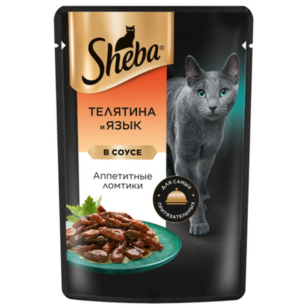 Влажный корм Sheba для кошек телятина и язык в соусе 75 гр