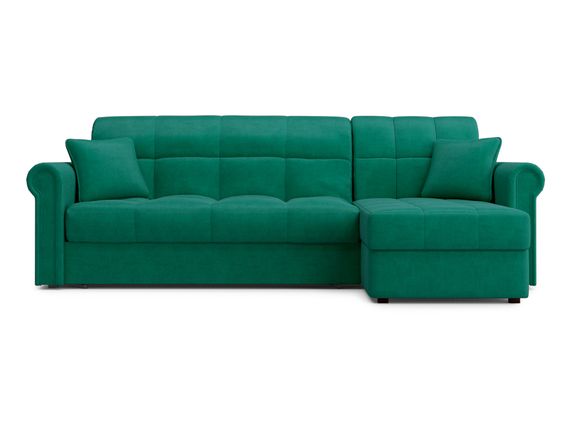 Диван угловой с оттоманкой Палермо 1,2 - Velutto 33 изумрудный/кант 33 изумрудный