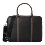 MICHAEL KORS MK Cooper Cow Leather Handbag Briefcase Large Men"s Black & Dark Brown