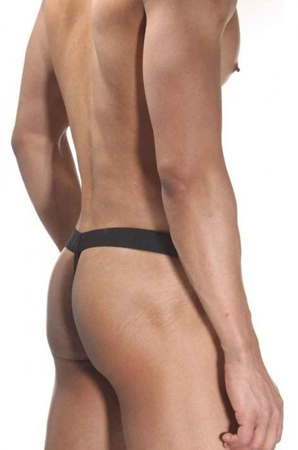 Мужские трусы-стринги с гульфиком в круглую сеточку (Размер: S-M) (Цвет: черный)