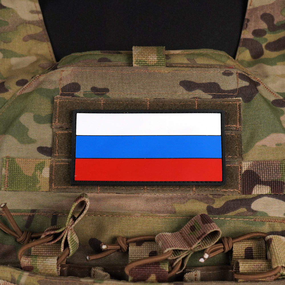 Патч флаг "Россия" большой на бронежилет (ПВХ, 12 х 6 см)