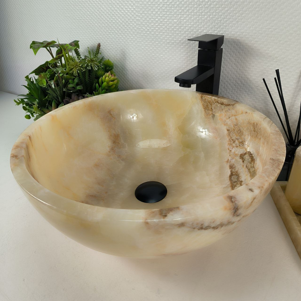 Раковина из оникса Bowl Yellow BO-64539 45*45*17 0199